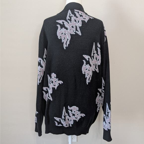 SWIXXZ by Maggie Lindemann Black Lightning Print Button Up Cardigan Size XL - Picture 4 of 7